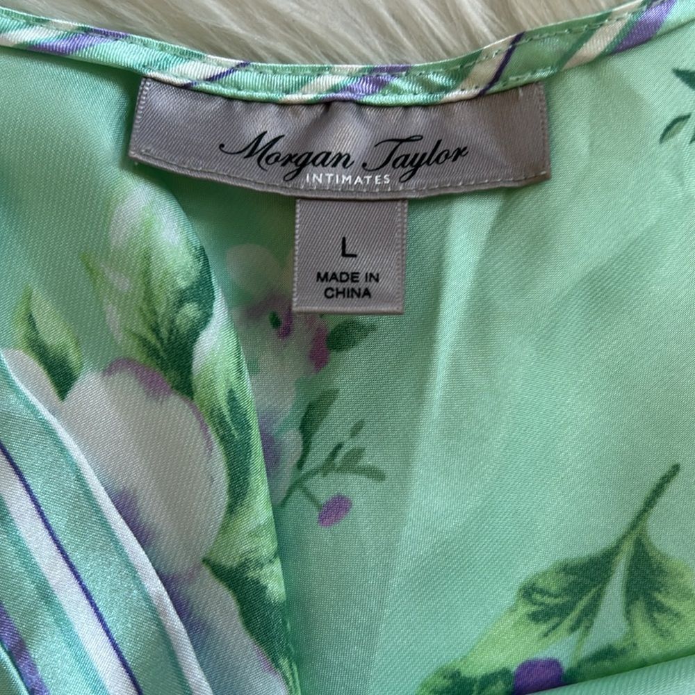 Morgan Taylor Intimates Nighty Pajama Floral Satin Size Large Mini Slip Dress - Picture 3 of 5